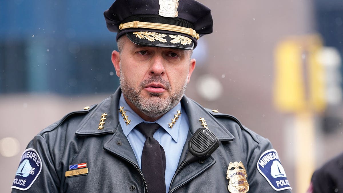 Minneapolis Police Chief Brian O'Hara speaking at a news conference