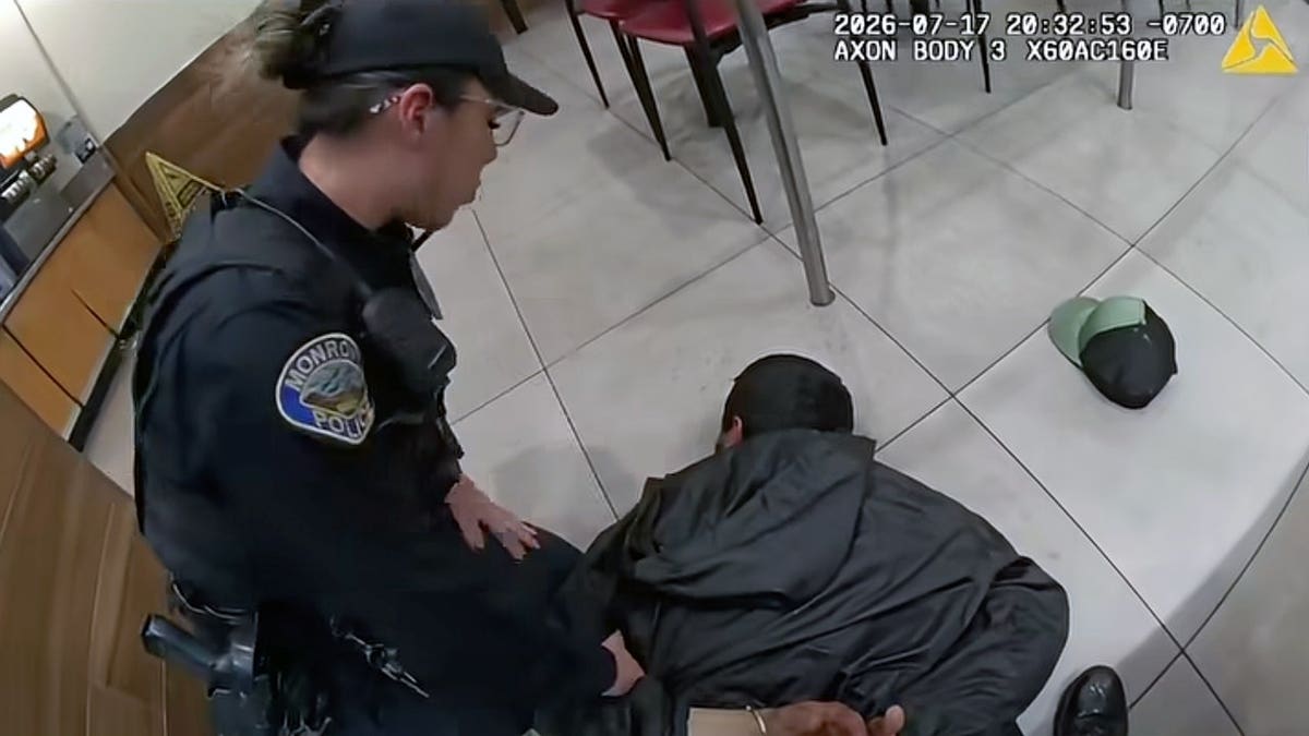 A wanted man was taken into custody after unexpectedly walking into a Panda Express where Monrovia police officers were eating lunch