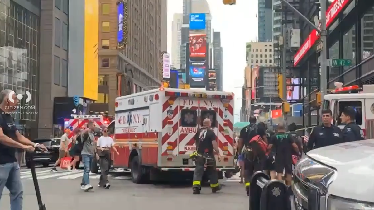Large police presence currently in Times Square.