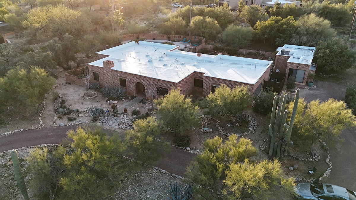An aerial drone view of Nancy Guthrie's home and surrounding property.