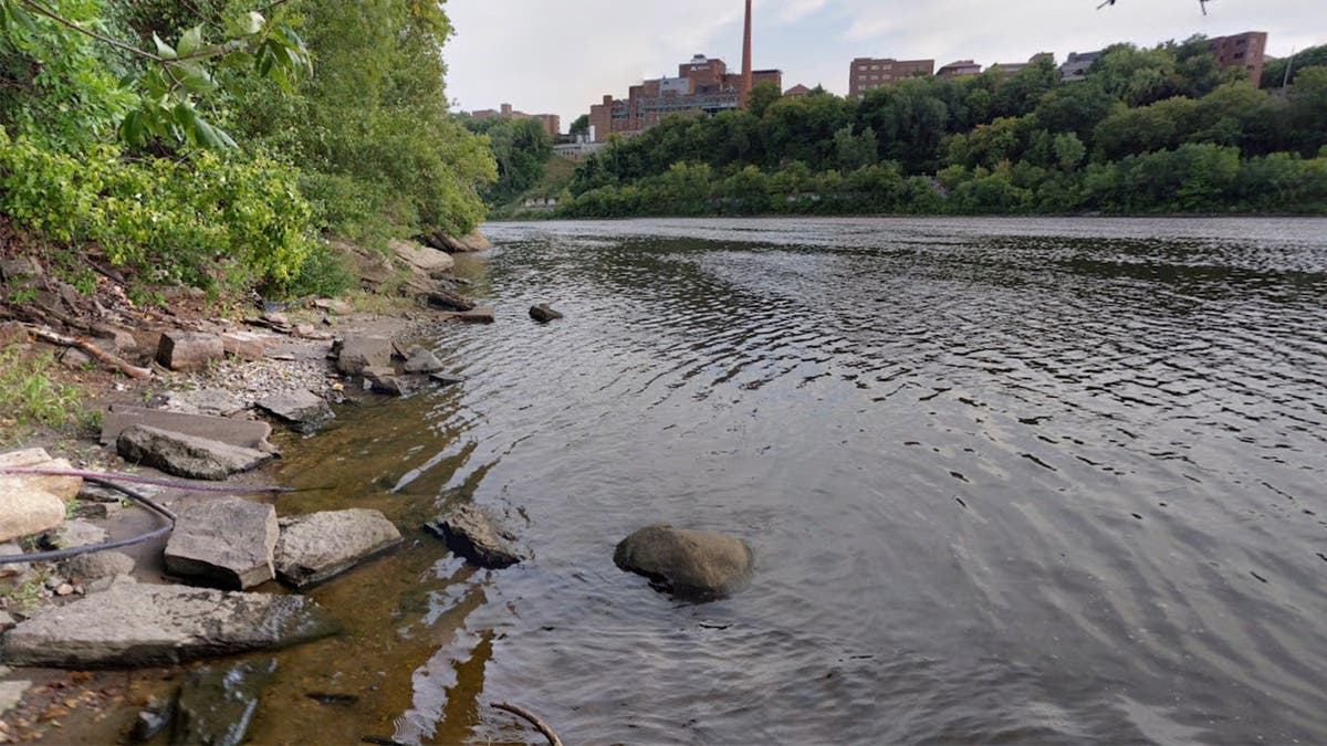 image shows river near park