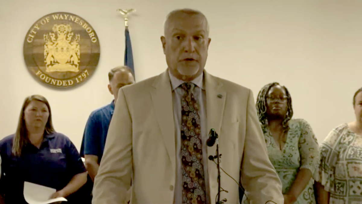 Waynesboro Public Schools Superintendent Jeffrey Cassell speaks during presser after shooting
