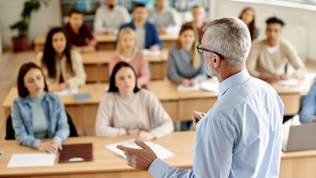 Professor lectures a class