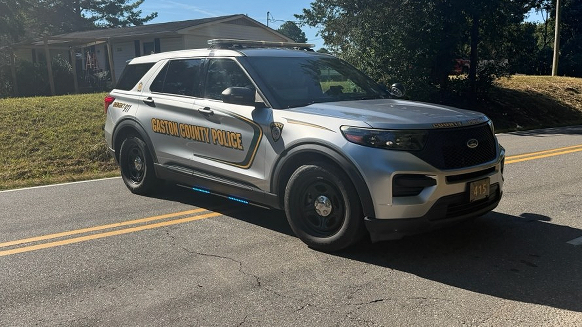 A Gaston County Police vehicle near the scene of the deadly Forbes Road shooting
