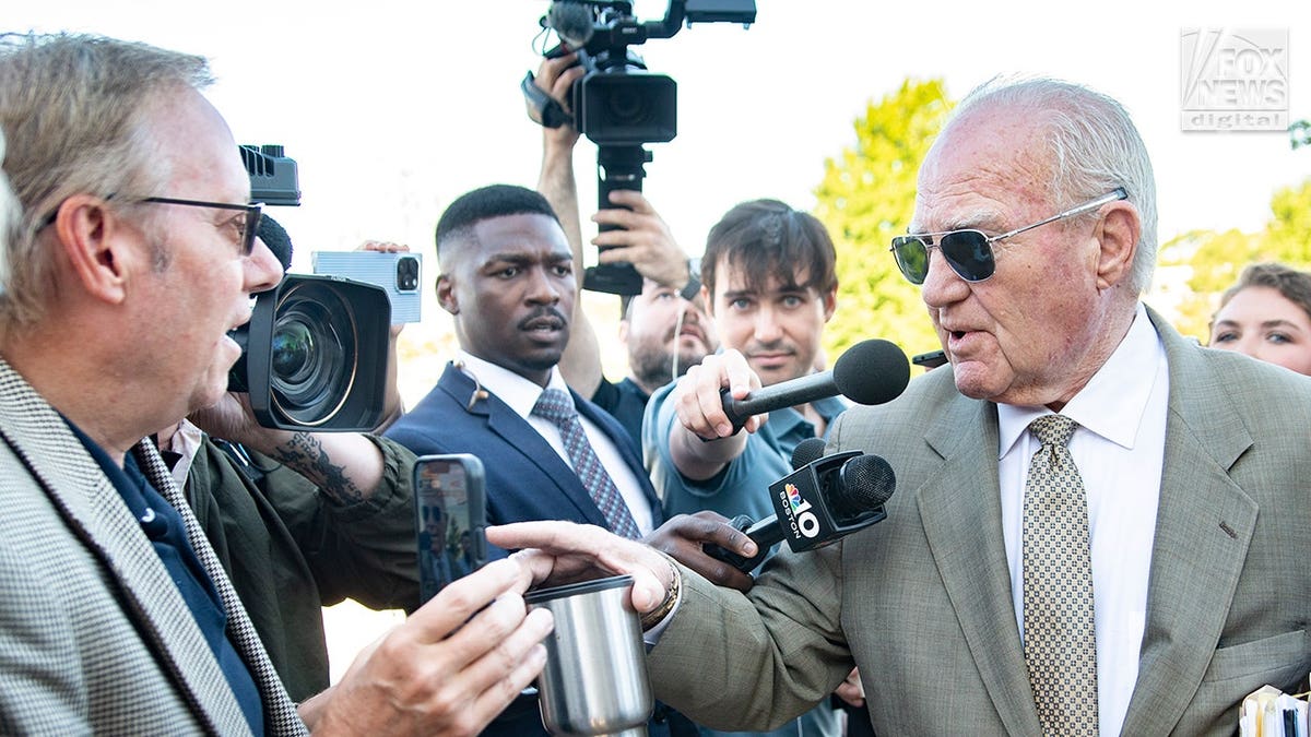 Lindsay Clancy's lawyer Kevin J. Reddington addresses media outside Plymouth Superior Court.