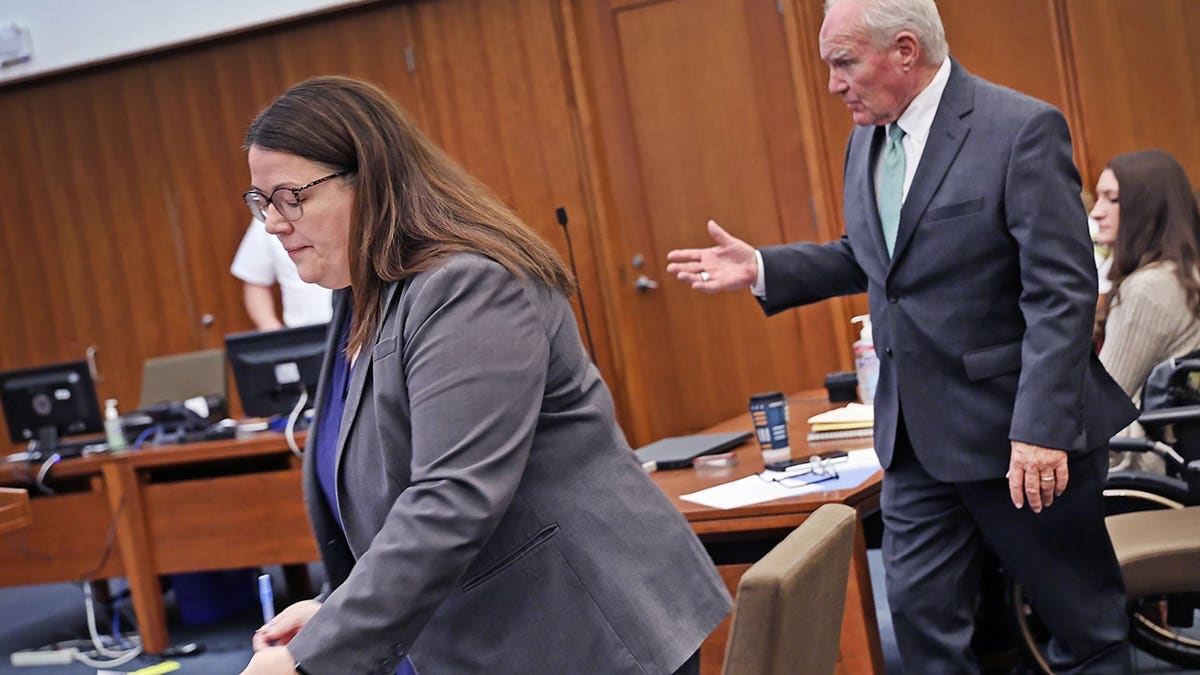 Jennifer Sprague rests her case as Kevin Reddington questions Dr. Gregory Saathoff in Plymouth court.