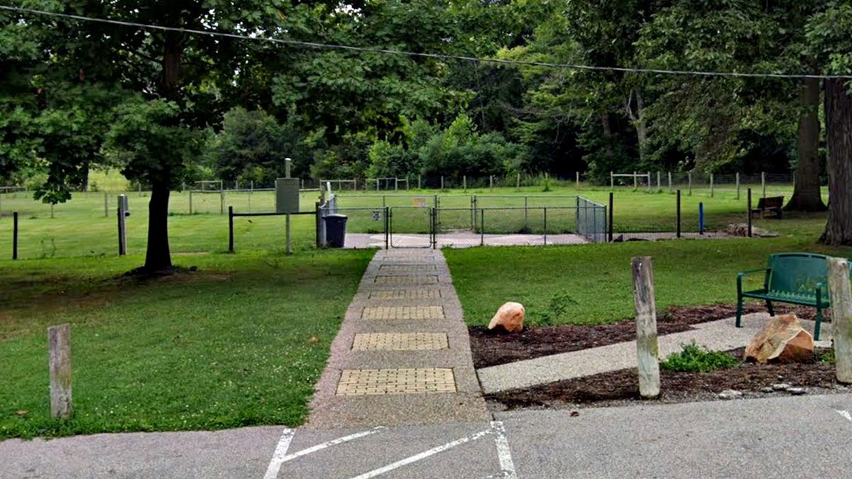 The dog park at Centerville Mills Park in Bainbridge Township, Ohio.