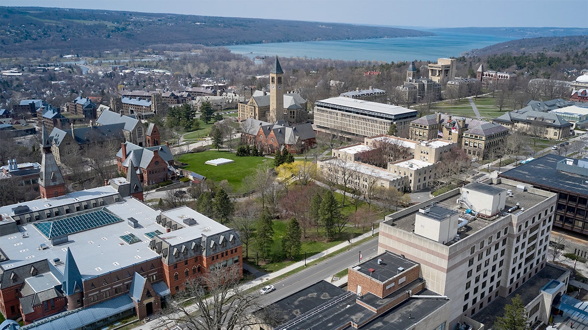 An aerial view of the Cornell University campus in New York.